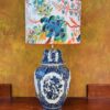 IMG_0540 Delfts blauwe grote lampenvoet met Harlequin kap