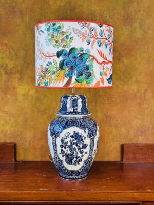 Delfts blauwe grote lampenvoet met Harlequin kap