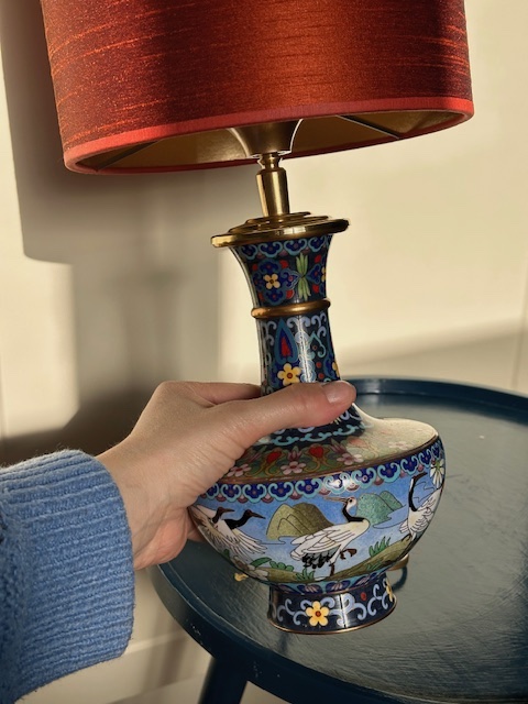 Cloisonne lamp met kap